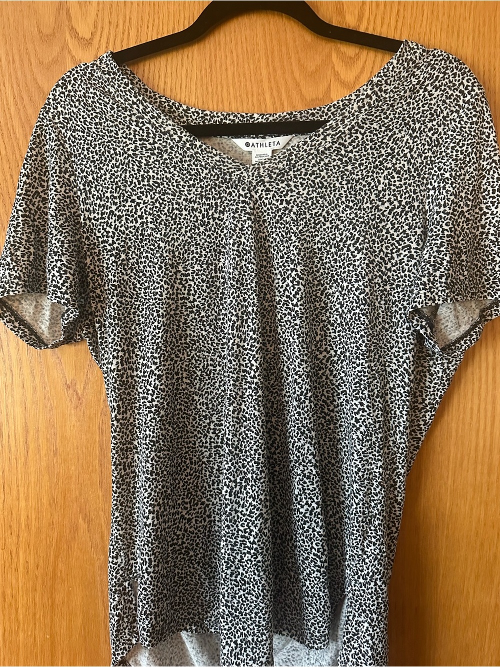 Athleta Black and White Leopard-Print Short Sleeve Tee